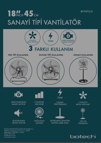 18" Sanayi Tipi Vantilatör