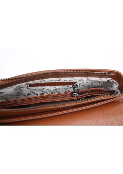 Zincirli Stil Deri Çanta - 40387 , Zincir Askılı ve Omuz Askılı , Taba Renk , Hakiki Deri fırsatları