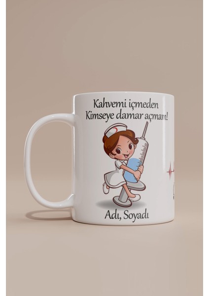 Isme Özel Hemşire Temalı Kupa Bardak modelleri