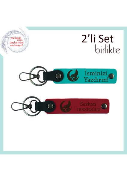 Polise Teşekkür Armağanı – Bozkurt ve Ayyıldız Temalı Isimli Anahtarlık Takımı, K Turkuaz-Kırmızı