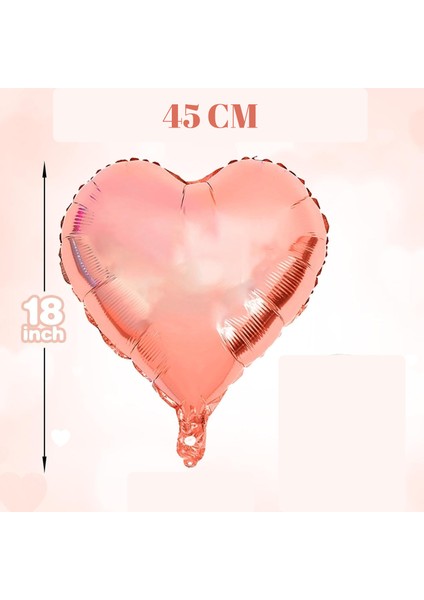18 Inç Kalp Şeklinde Rose Gold Folyo Balon – Romantik ve Şık Parti Süsü fiyatları