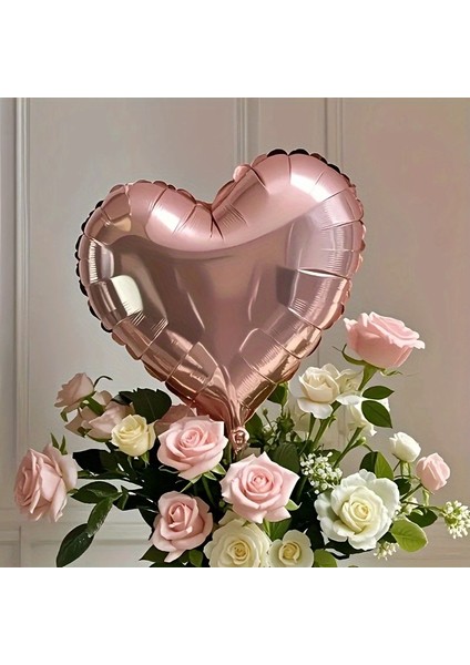 18 Inç Kalp Şeklinde Rose Gold Folyo Balon – Romantik ve Şık Parti Süsü modelleri