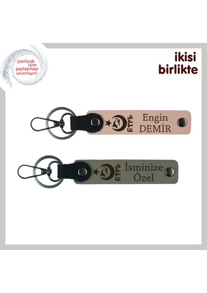 Hatıra Niteliğinde Hediye – Ayyıldız Kurt Göktürk Temalı Anahtarlık Takımı X2'li, Yavru Ağzı-Kül Gri