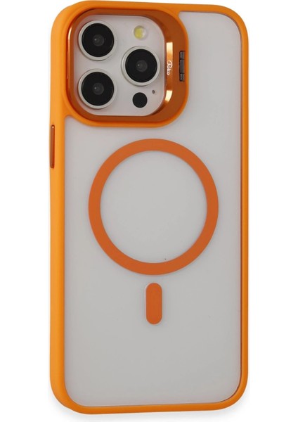 iPhone 15 Pro Max Kılıf Roblox Lens Magsafe Standlı Kapak - Turuncu