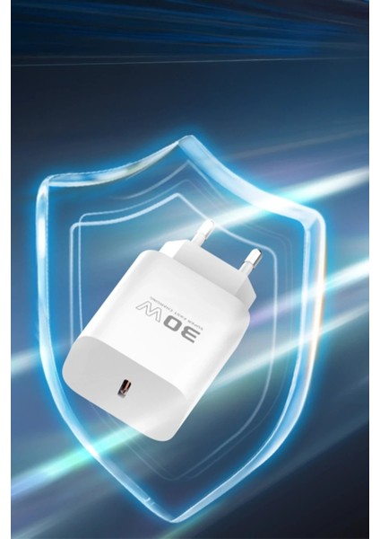 C87C 30W Type-C Çıkışlı Ekstra DL50 1m Type-C To Lightning Kablolu Pd Şarj Cihazı - Beyaz