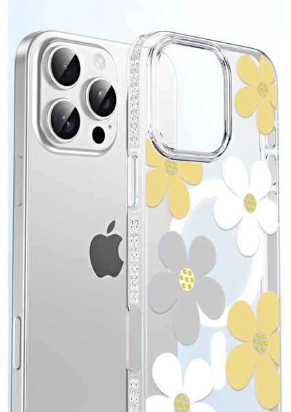 Apple iPhone 14 Floral Magsafe Kapak - Sarı