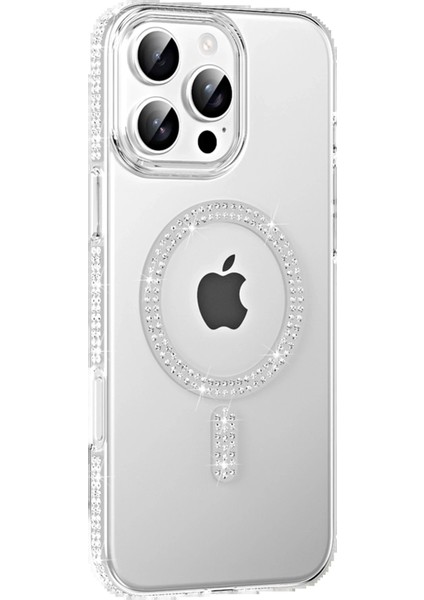 Apple iPhone 16 Pro Max Move Taşlı Magsafe Kapak - Natural Grey
