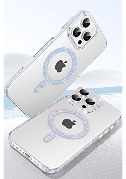 Apple iPhone 16 Pro Max Move Taşlı Magsafe Kapak - Natural Grey