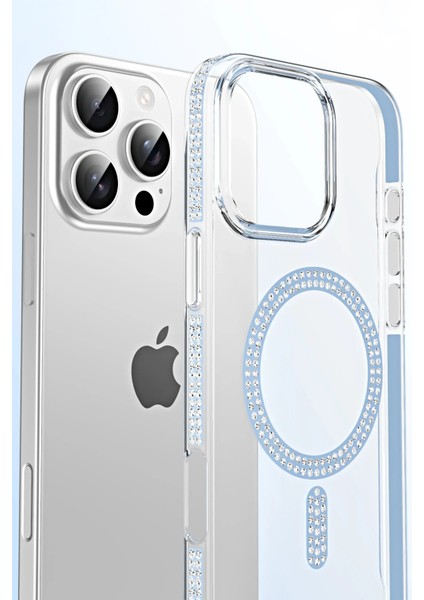 Apple iPhone 16 Pro Max Move Taşlı Magsafe Kapak - Natural Grey