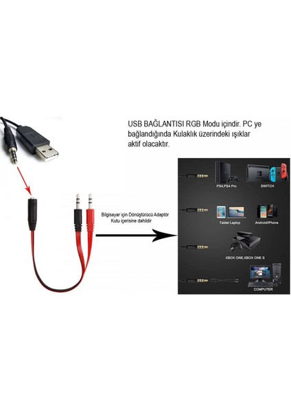 Kr GM104 Rgb Işıklı Oyuncu Kulaklığı