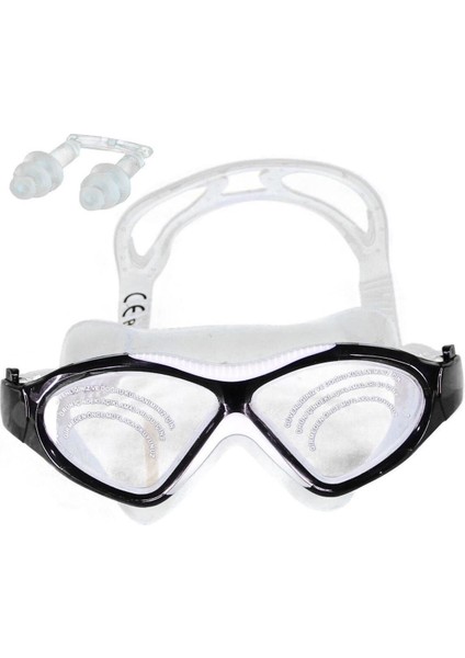 Silikon Antifog Yüzücü Gözlükleri, Siyah- Beyaz, Konforlu ve Şık Tasarım