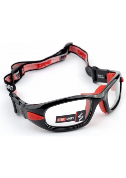 Metalik Siyah ve Kırmızı Pedlerle Sporcu Gözlüğü, Numaralı ve Unisex