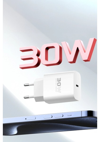 C87C 30W Type-C Çıkışlı Ekstra DL51 1m Type-C To Type-C Kablolu Pd Şarj Cihazı - Beyaz