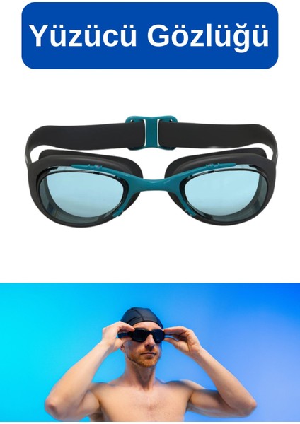 Şeffaf Camlı Siyah- Mavi Yüzücü Gözlüğü, Konfor ve Performans Için Ideal
