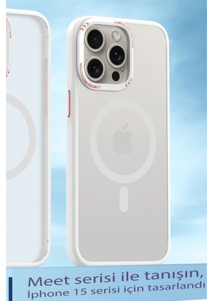 iPhone 15 Pro Kılıf Radyant Magsafe Kapak - Beyaz