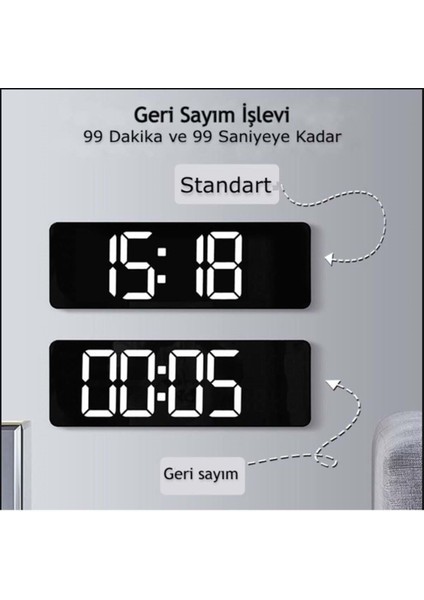 Kumandalı Dijital Saat, Sıcaklık, Tarih, Alarm, Geri Sayım Özellikli Siyah fiyatları
