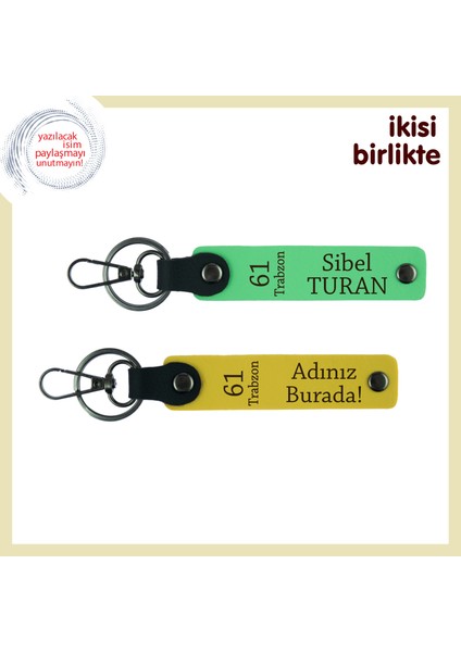 Yurt Dışında Yaşayan Trabzonlulara 61 Temalı Anahtarlık Set, Isminiz Yazılabilir , Fıstık Yeşil-Sarı