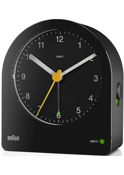 Şık Siyah Klasik Analog Masa Saati, Alarm Özellikli, Modern Tasarım