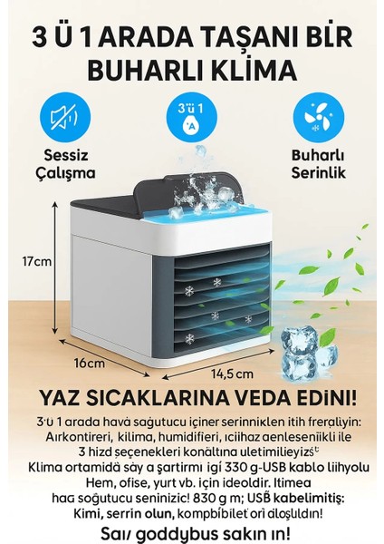 500 ml Masa Üstü Mini Klima Soğutucu Hava Nemlendirici