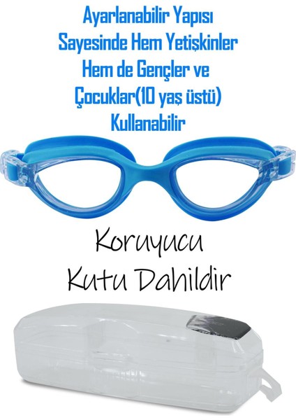 Geniş Açı Su Geçirmez Yüzme Gözlüğü 2'li Set Mavi fırsatları