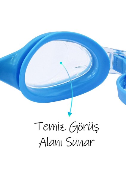 Geniş Açı Su Geçirmez Yüzme Gözlüğü 2'li Set Mavi