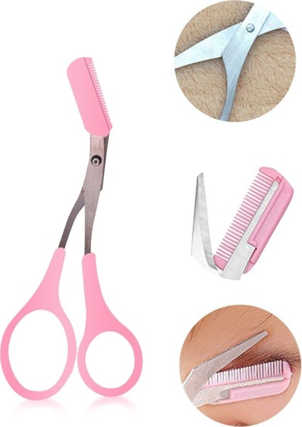 Pembe Renk Taraklı Kaş ve Bıyık Makası
