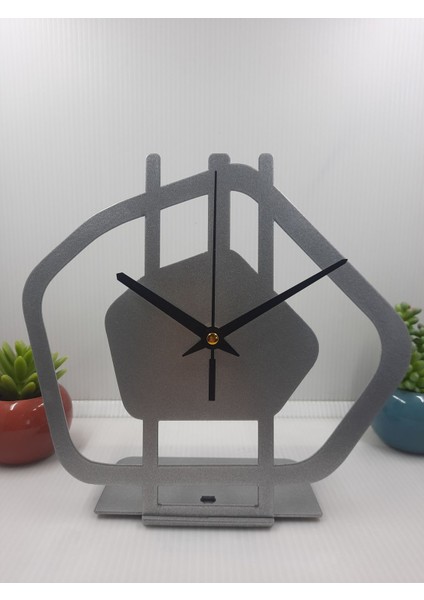 Gümüş Renk Metal Masa Saati, Ev ve Ofis Için, Hediye Fırsatı, 21X20 cm fiyatları