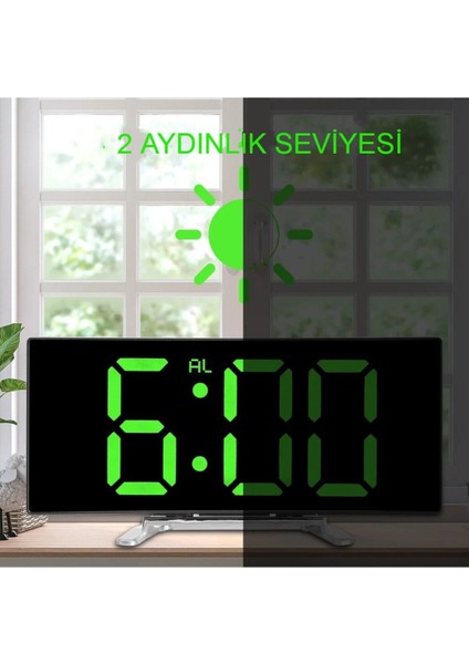 Oval Masa Saati, Dijital Alarm, Termometre, LED Ekran, Erteleme, Sıcaklık Gösterge