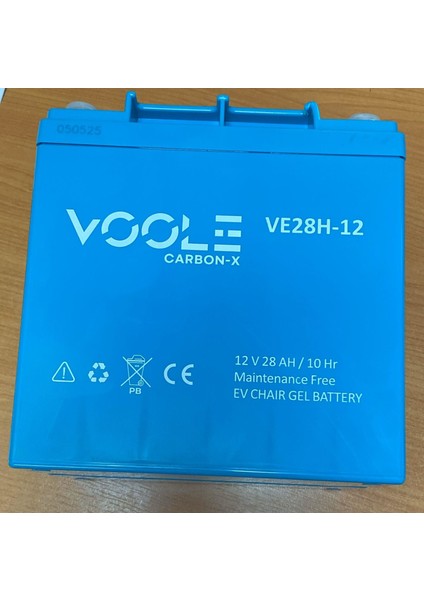 12 Volt 28 Amper Jel Engelli Sandalye Aküsü Dikey 167*125*175 mm 8,5 kg