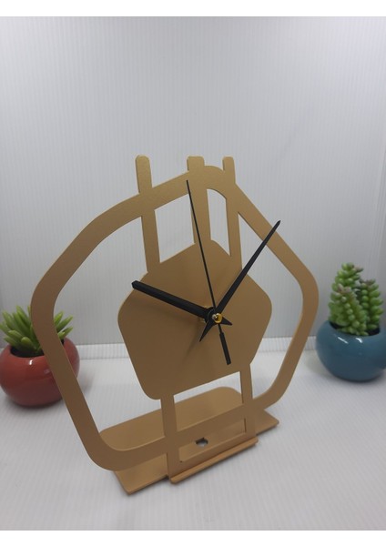 Altın Metal Masa Saati, Ev ve Ofis Dekoru, Hediye, 21X20 cm fırsatları