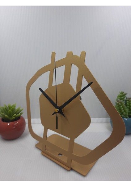 Altın Metal Masa Saati, Ev ve Ofis Dekoru, Hediye, 21X20 cm indirimleri