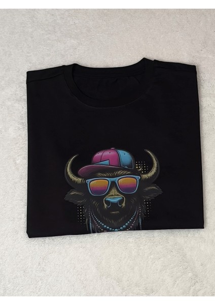 Hip-Hop Temalı Hayvan Baskılı Pamuklu Erkek Çocuk Tişörtü
