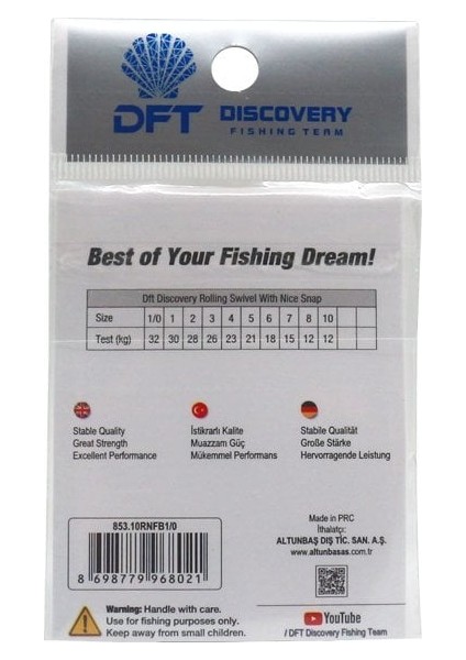 Discovery Klipsli Bilyeli Fırdöndü Siyah Rapala Klipsi No:1 10ADET