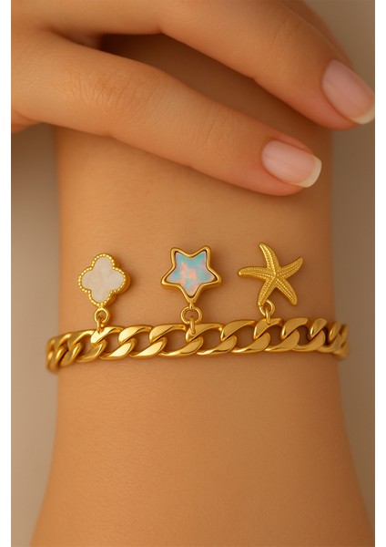 xtaki italyan charm bileklik, yıldızlı bileklik, gold bileklik, yonca bileklik, pandora bileklik, taki modelleri