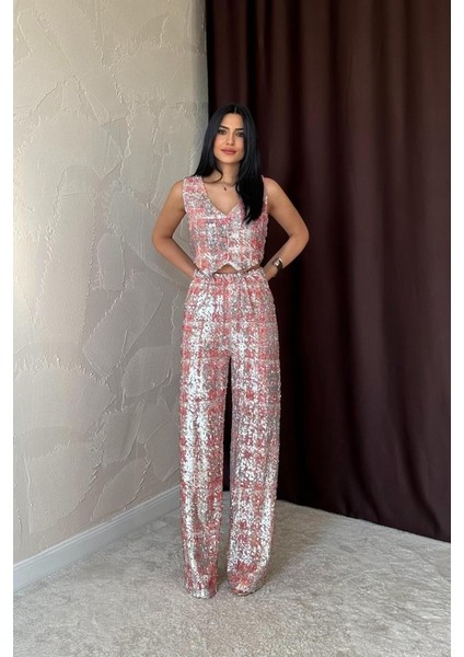 Gri Pullu Yelek ve Pantolon Takım
