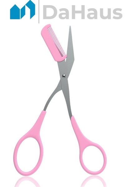 Kadın Çelik Taraklı Kaş Kesme Makası ve Yedek Pembe Renkli Set