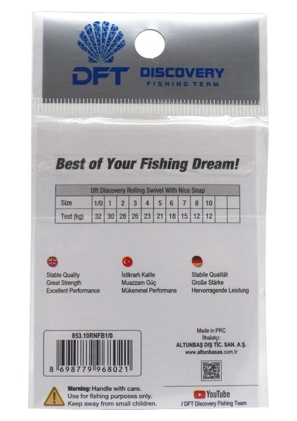 Discovery Klipsli Bilyeli Fırdöndü Siyah Rapala Klipsi No:1/0 10ADET