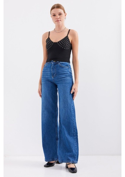 918 Ip Askılı Crop Top - Siyah