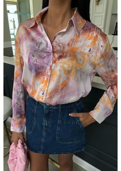 Batik Desenli Saten Gömlek 3409 indirimleri