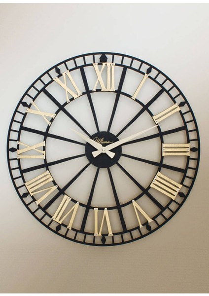 Küçük Siyah Ferforje Iskelet Rakamı, Altın Varak Detaylı Roma Tasarımı