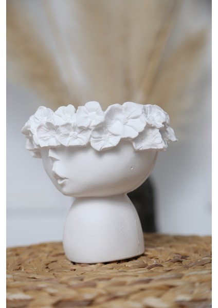 Kadın Figürlü Çiçekli Çok Amaçlı Vazo, Anahtarlık, Saksı