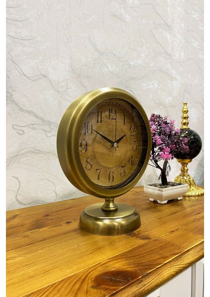 25X20 cm Eskitme Metal Şık Masa Saati, Modern ve Zarif Tasarım