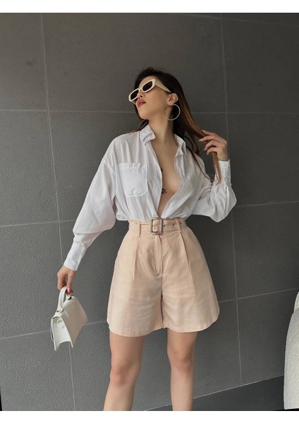Kuş Gözü Kemerli Geniş Paçalı Mom Şort fiyatları