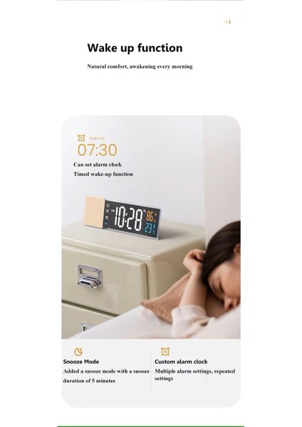 Şık Dijital Masa Saati, Bluetooth Hoparlör, Soundbar, Isı ve Nem Ölçer Bej fiyatları