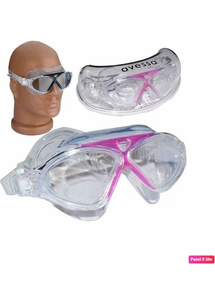 Pembe Unisex Yüzücü Deniz Gözlüğü Buğu Önleyici ve Silikon Bone ile Set modelleri