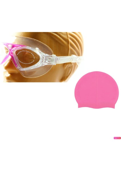 Pembe Unisex Yüzücü Deniz Gözlüğü, Buğu Önleyici, Silikon Bone ile Konforlu Kullanım