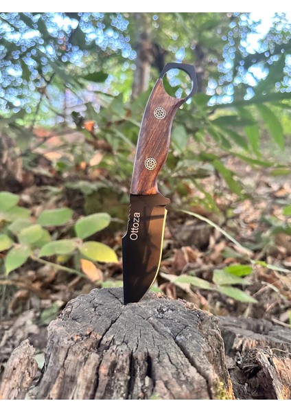 Küçük Av Bıçağı, 1075 Karbon Çelik ve Ceviz Ağacı Kabza - Kamp Bıçağı - Outdoor Bıçak - Buşkraft Bıçak