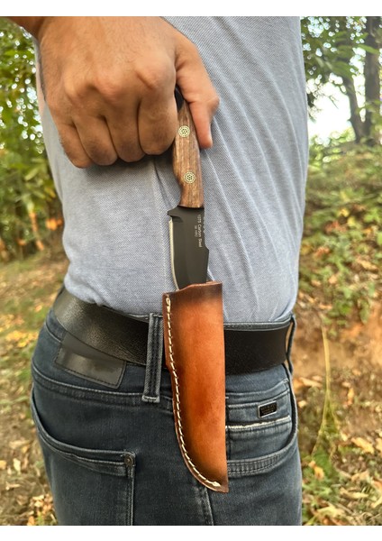 Küçük Av Bıçağı, 1075 Karbon Çelik ve Ceviz Ağacı Kabza - Kamp Bıçağı - Outdoor Bıçak - Buşkraft Bıçak