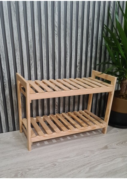 2'li Ahşap Ayakkabılık,banyo Düzenleyici Raf, Çiçeklik 60X25X40 fiyatları