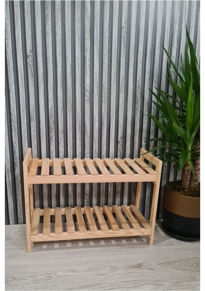 2'li Ahşap Ayakkabılık,banyo Düzenleyici Raf, Çiçeklik 60X25X40 indirimleri